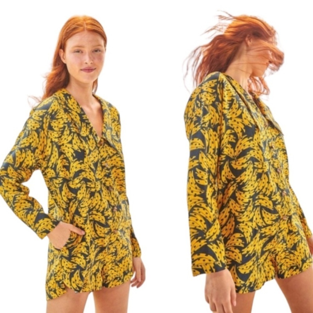 FARM Rio Yellow Banana Print Jumpsuit